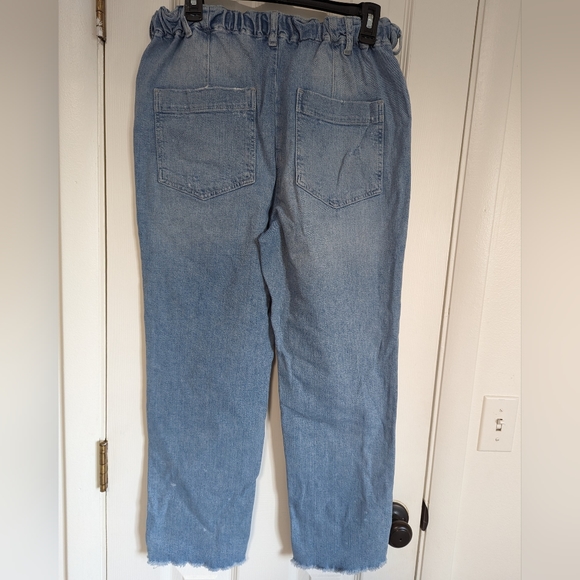 FREE PEOPLE Jeans Womens Small S Wide-Leg Crop Flap Pockets Raw-Hem Paperbag. - Picture 4 of 11